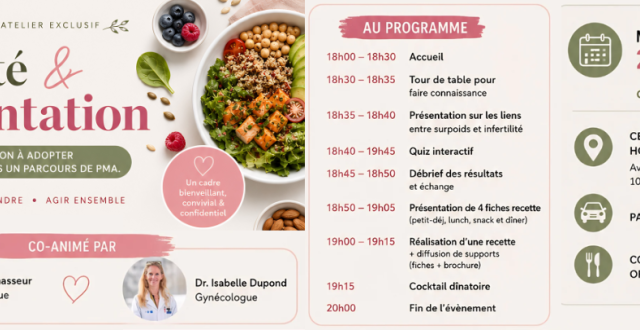 Atelier Fertilité et Alimentation 24 juin 2026 Anderlecht - Hôpital Erasme H.U.B